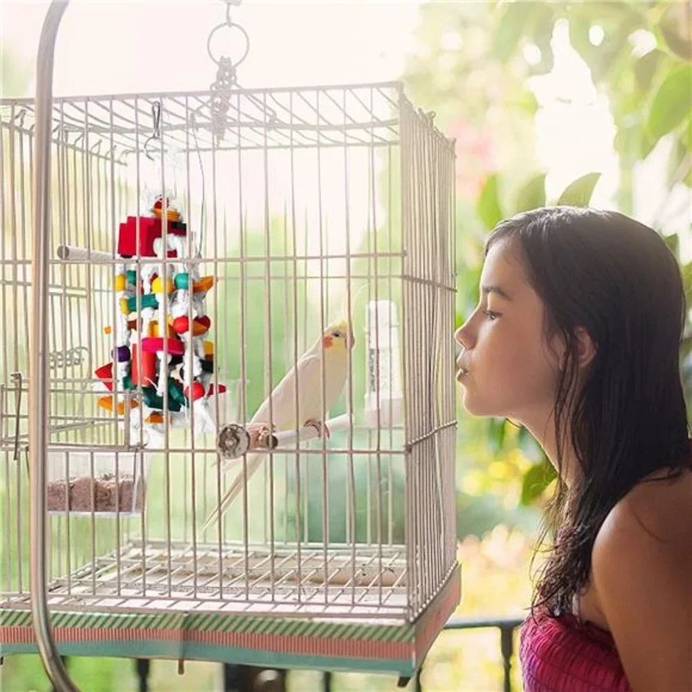 Bird Chewing Toy - Parrot Cage Bite Toys Wooden Block Bird Parrot Toys